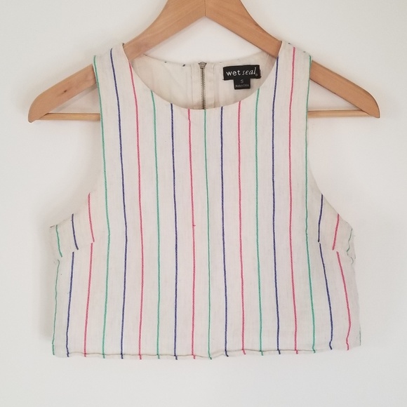 Striped crop top with zip up back - Picture 1 of 3